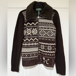 Lauren Ralph Lauren Active Zip-Up Brown Cardigan - Size M